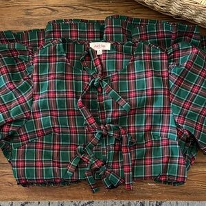 Peach Love California Green and Red Plaid Bubble Mini Dress